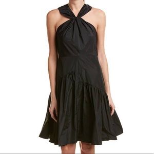 Rebecca Taylor Knot Neck Taffeta Halter Dress